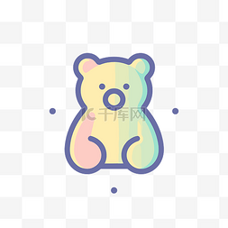 边框花小清醒图片_带有一些彩虹颜色的小泰迪熊图标