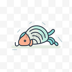 卡通风格的鱼躺在地上 向量