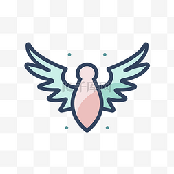 有翅膀的图标图片_粉红色的鸟，有翅膀，浅蓝色背景