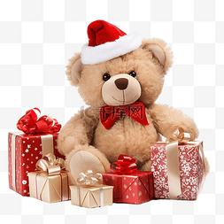 泰迪熊与圣诞贺卡和节日装饰和礼