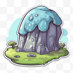 蓝色蘑菇的卡通插图 向量