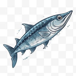 海洋画图片_梭鱼剪贴画卡通描绘鲭鱼 向量
