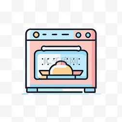 准备食物的烤箱的线条图标 向量