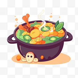 火锅餐具图片_火锅剪贴画 该图像是带有蔬菜卡