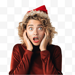 思考问题表情图片_庆祝圣诞假期的女孩心存疑虑，脸
