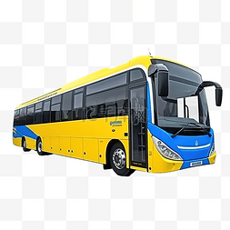 蓝色的巴士图片_3D渲染泰国城市巴士蓝色白色黄色