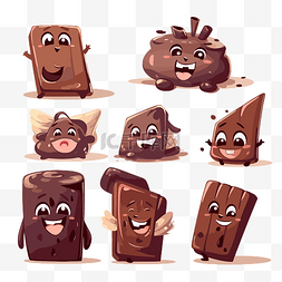 巧克力剪贴画卡通巧克力棒人物集