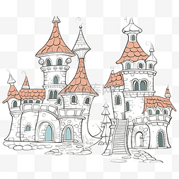 童书儿童画图片_一个有趣的童话房子，有拱门和塔