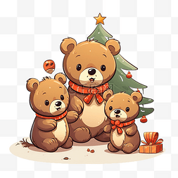 孩子和圣诞树图片_熊妈妈和小熊们装饰圣诞树