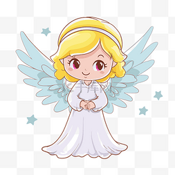 天使剪贴画 小卡通天使 带有银色