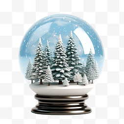 雪球中的圣诞树 3d 插图