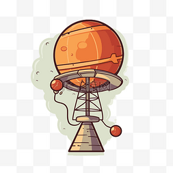有橙色星球的复古航天器 向量