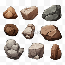 堆石混凝土图片_卡通风格的岩石和巨石