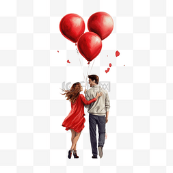 情侣与气球氦气