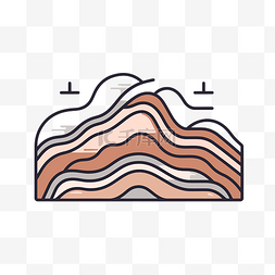 沙漠线条图片_山脉和沙漠的线条图标插图 向量