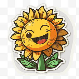太阳花贴纸设计图片_笑脸向日葵贴纸剪贴画 向量