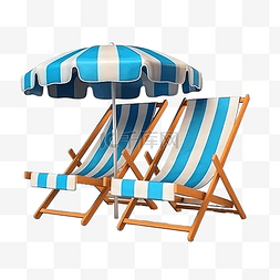 3d 沙滩椅设置隔离 3d 渲染插图