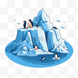 南极剪贴画冰山卡通顶部的企鹅 
