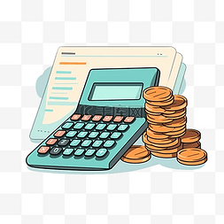 插图金融图片_最小风格的计算器和税务插图