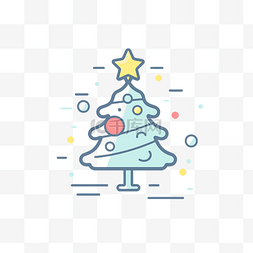 免费的矢量插图图片_线条风格的圣诞树插图 向量