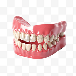 微笑女性牙齿图片_装配假牙的 3d 插图