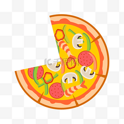 圆形披萨图片_披萨快餐四分之三