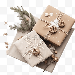 手办礼包装袋图片_美丽的圣诞作文，木桌上有手工制