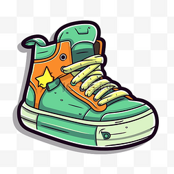 鞋子剪贴画图片_运动鞋插图与橙色和绿色鞋子剪贴