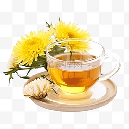 茉莉花茶山图片_孤立的玻璃杯中的菊花茶