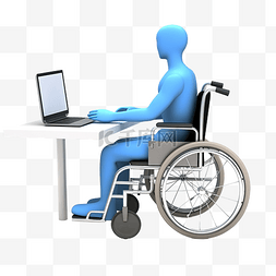 残疾就业 3d 人物插图