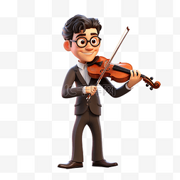 人物爵士图片_专业小提琴手3D人物插画