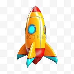 彩色卡通火箭 3d 渲染