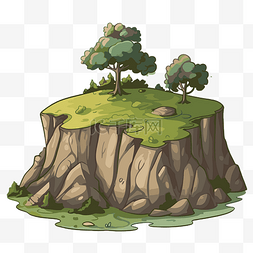 大海草山图片_山剪贴画卡通岩石岛上有树 向量