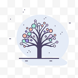 积雪图标图片_平面设计中具有抽象圆圈的彩色树