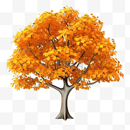 橙色的环境图片_3d 孤立的橙色和黄色树