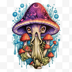 魔法蘑菇临时纹身贴纸万圣节groovy