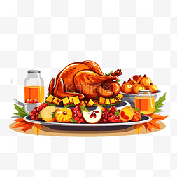 平面设计感恩节快乐壁纸与食物