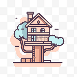 房子和树图标图片_房子坐在树顶上 向量