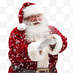 聚合物图片_圣诞老人在飘落的雪花下送来礼物