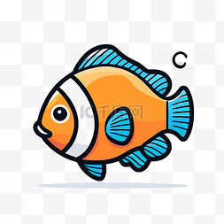 小丑鱼图标图片_色彩缤纷的鱼在社交媒体平台上成