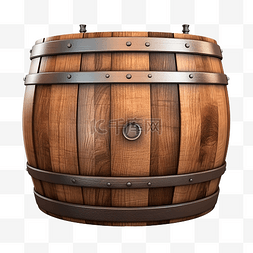 空白桶图片_3d 渲染棕色木橡木酒罐隔离