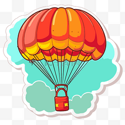 降落伞飞行时带有红色锁的卡通跳