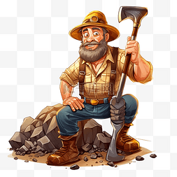 煤矿工图片_矿工探矿者或淘金者用镐和铲子
