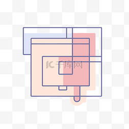 方形公司印章图片_显示方形设计的蓝色和粉色矢量图
