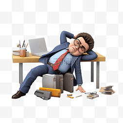 疲惫的上班族图片_疲惫的办公室工作人员的 3d 插图