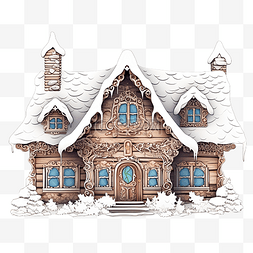 下雪童话房子图片_童话般的装饰木屋覆盖着白雪