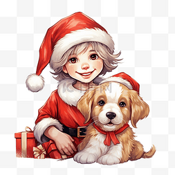 卡通圣诞服装图片_可爱的狗，由一个带有圣诞服装插