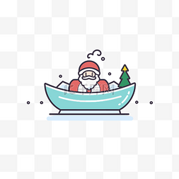 圣诞圣诞老人在船设计矢量图