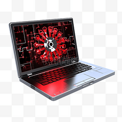 笔记本电脑分析网络犯罪的 3d 插
