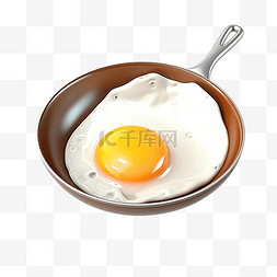 营养早餐插画图片_可爱的 3d 平底锅煎鸡蛋插画